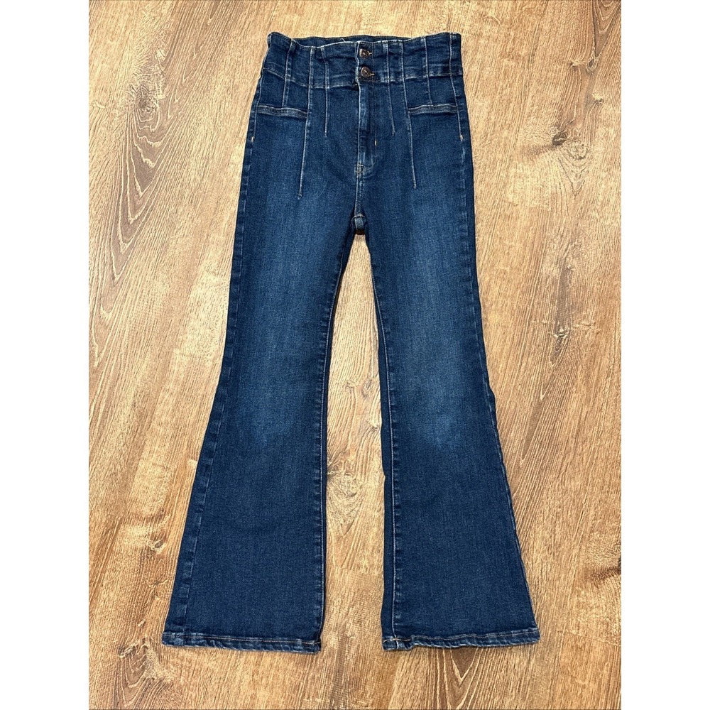 Free People Dark Blue High-Waist Flare Jeans